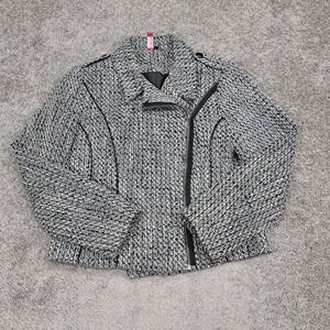 Clothing Co by Notations Black White Tweed Moto Jacket MBCJ0032 Womens Medium